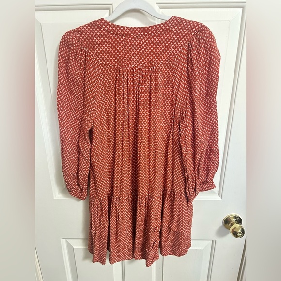 Anthropologie Holding Horses Tunic Orange White Printed Button Down Rayon XS - Picture 6 of 6